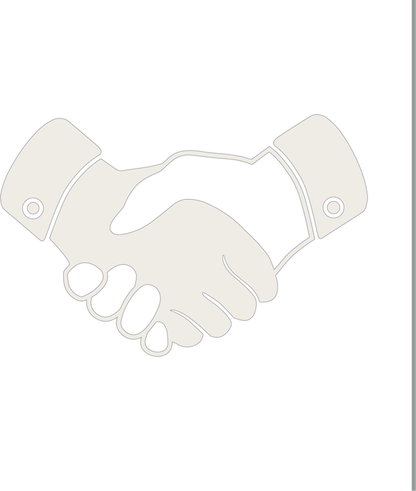 An icon of a dark hand and a light hand shaking and a grey divider line to the right.