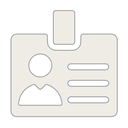 An icon of an implied employee badge with generic silhouette and text.