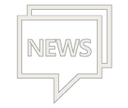 A PNG of an icon of a conversation bubble with the word news.