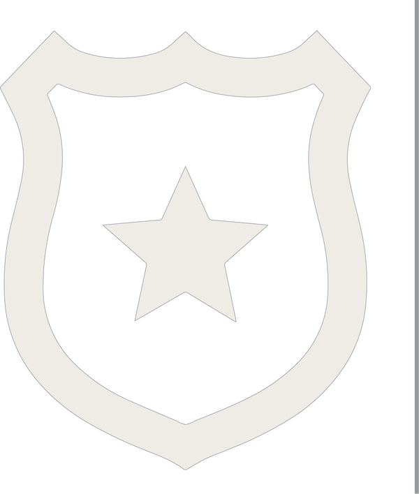 An icon of a police badge with a star inside and a grey divider line to the right.