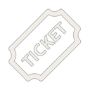 An icon in the shape of a ticket stub that says ticket.