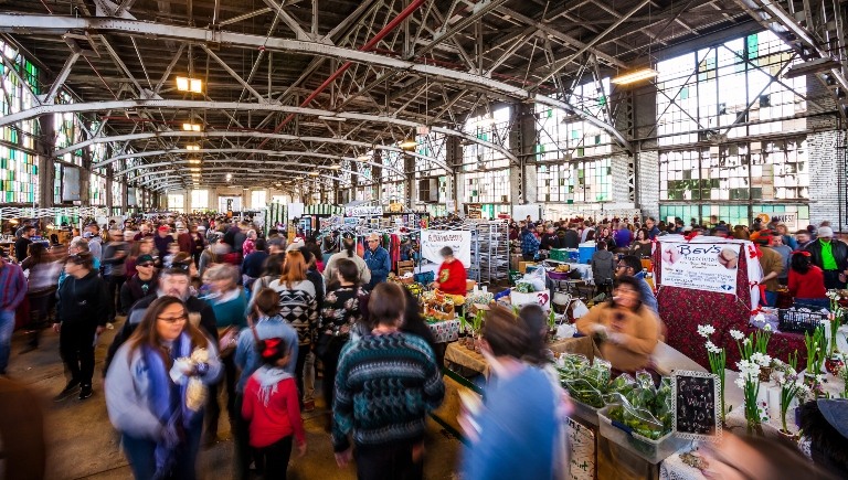 The interior of the Railyard Market