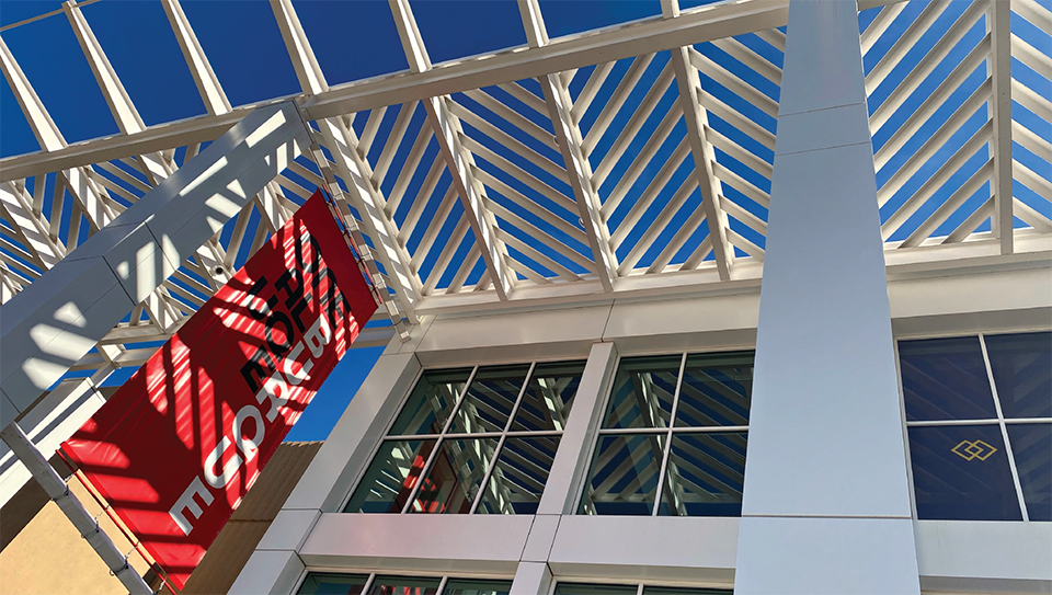 A One ABQ flag at the Albuquerque Convention Center.