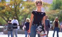 Woman with Dog on Campus