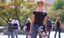 Woman with Dog on Campus