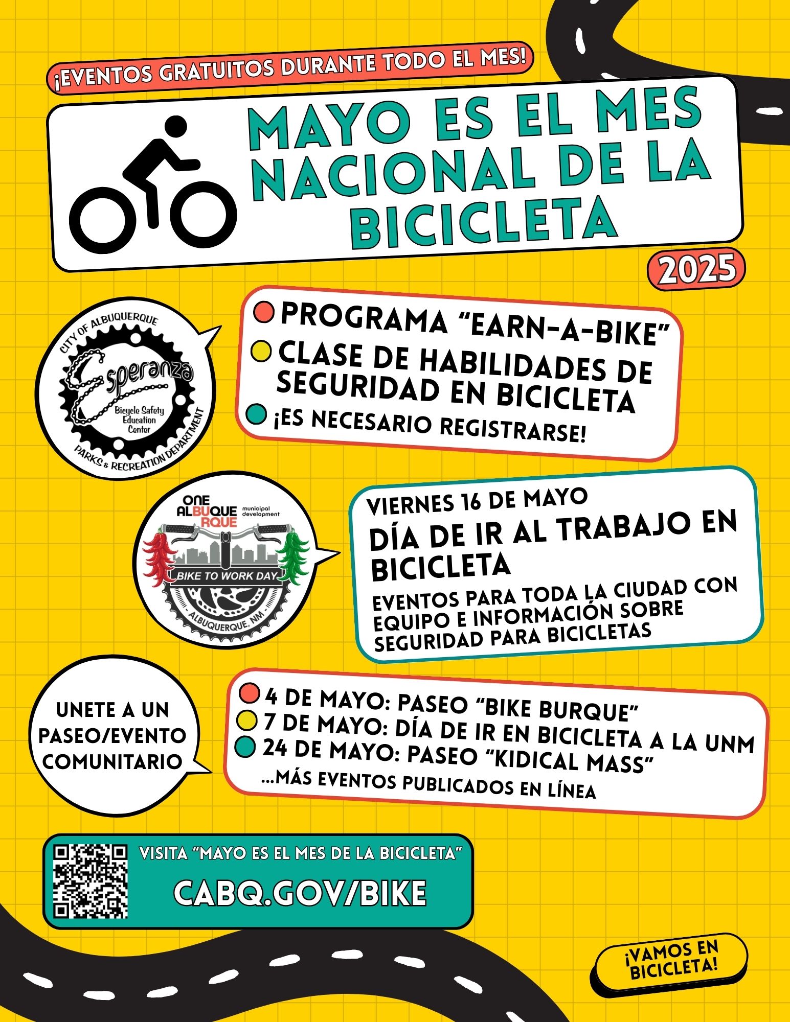 2025 May is Bike Month Event Flyer for Digital Distribution SPANISH