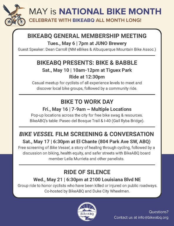 BikeABQ 2025 May Events