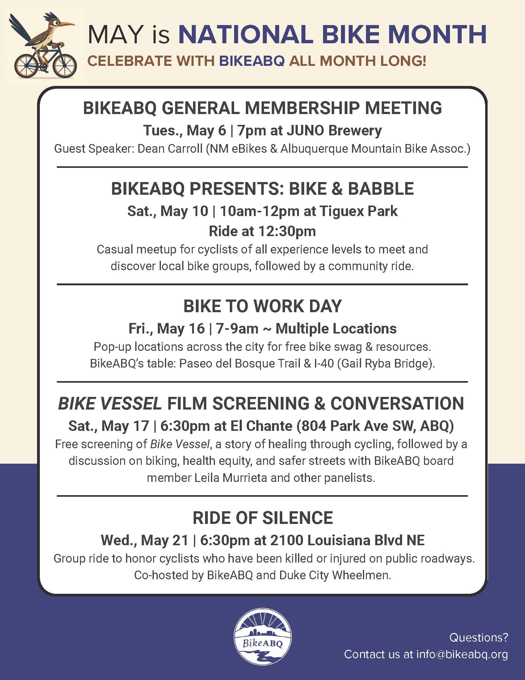 BikeABQ 2025 May Events