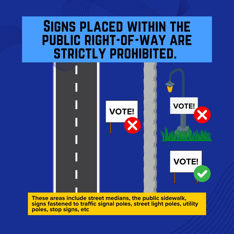 a image of examples where the public can and cannot place yard sign.