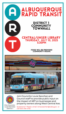 City Councilor Louie Sanchez to Host District 1 Community Townhall on Albuquerque Rapid Transit