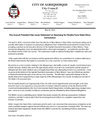 City Council President Dan Lewis' Statement On No Penalty By The State Ethics Commission