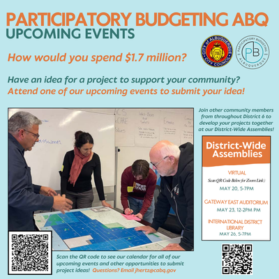 District 6 Constituents! Join Councilor Rogers and Participatory Budgeting ABQ for a district-wide PBABQ Project Assembly