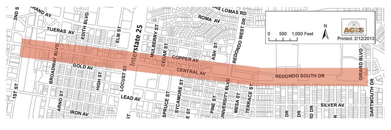 Central Complete Street Extent Map