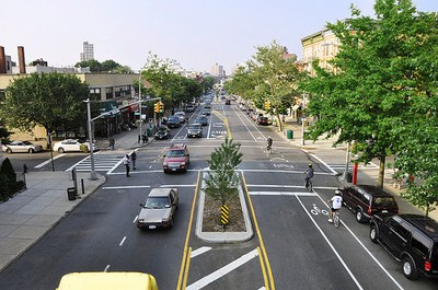 caption:Ariel view of a complete street in NC