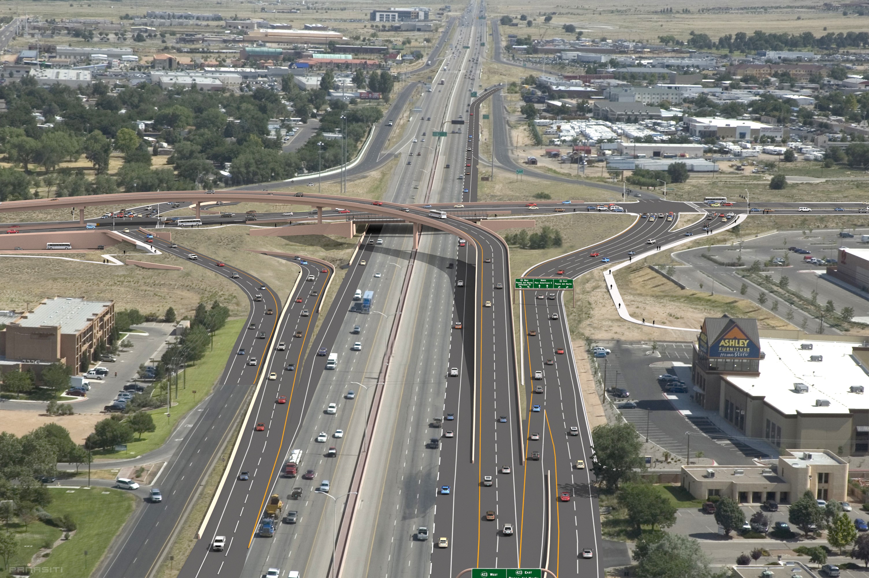 caption:Paseo del Norte and I25 construction project computer simulation