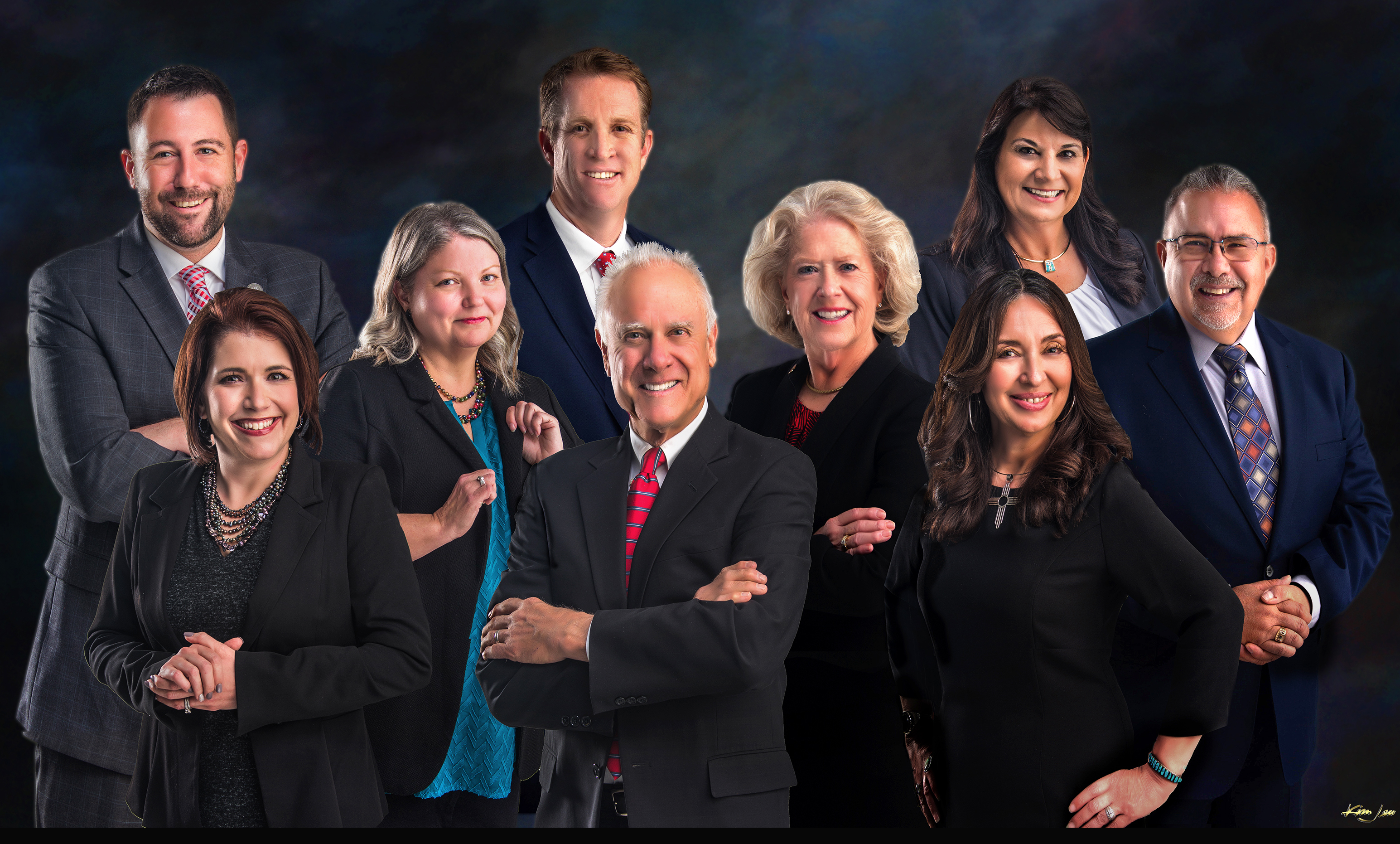 The portraits of all nine members of the Albuquerque City Council.