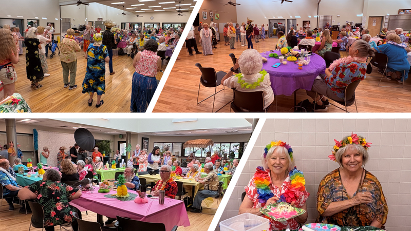Councilor Champine shares photos from the Bear Canyon Senior Center and Friends for an Indoor Luau!
