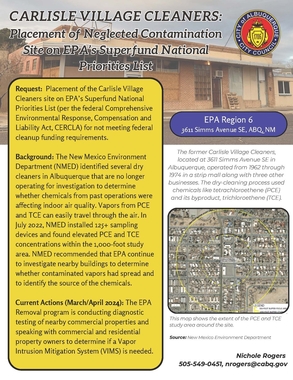 One page graphic on the Carlisle Cleaners superfund site.