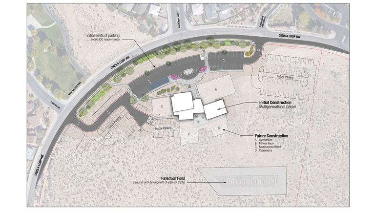 Artist's rendering of the planned Cibola Loop Multigenerational Center footprint