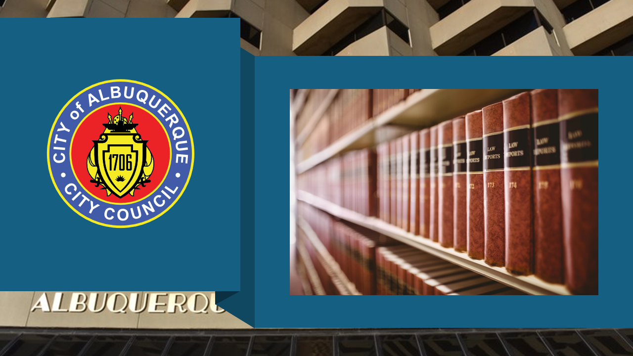 Council Seal and legal books on shelf
