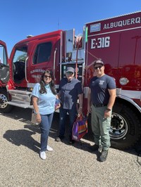 Councilor Grout with Albuquerque Fire and Rescue's New Open Space Brush Truck Councilor Grout with Albuquerque Fire and Rescue's New Open Space Brush Truck