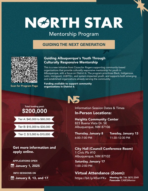 North Star Mentorship Program Information Session Dates: January 8, 13, and 17. North Star Mentorship Program Information Session Dates: January 8, 13, and 17.