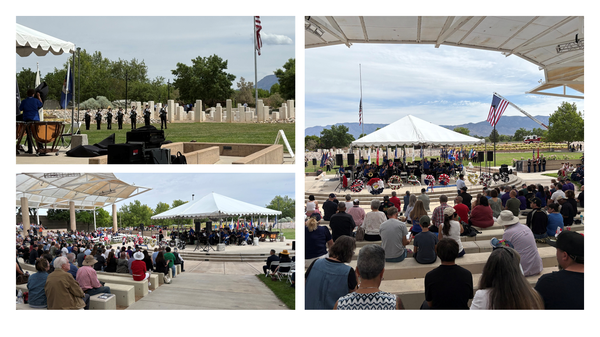 Photo collage of the May 25, 2026 Veterans Memorial Observances at New Mexico Veterans Memorial Park.