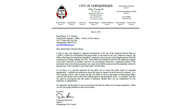 District 5 May 6, 2025 Letter to USAO