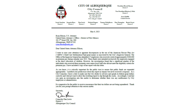 District 5 May 6, 2025 Letter to USAO