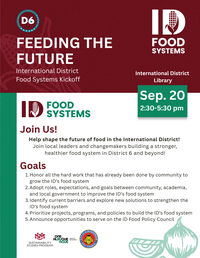 International District Food Systems Kick-Off Flyer