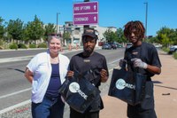 Councilor Fiebelkorn with transit riders. Councilor Fiebelkorn with transit riders.