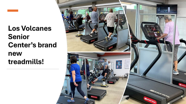 Seniors trying out the new treadmills in the fitness center at Los Volcanes Senior Center