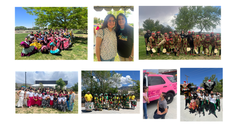 Collage of photos depicting Councilor Renee Grout and performers at the 2025 Multicutural Arts Festival at Singing Arrow Park on May 3, 2025