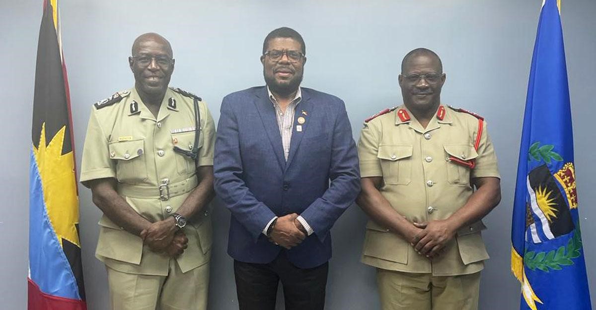 Ralph L. Mims with Antigua Police and Fire Chiefs