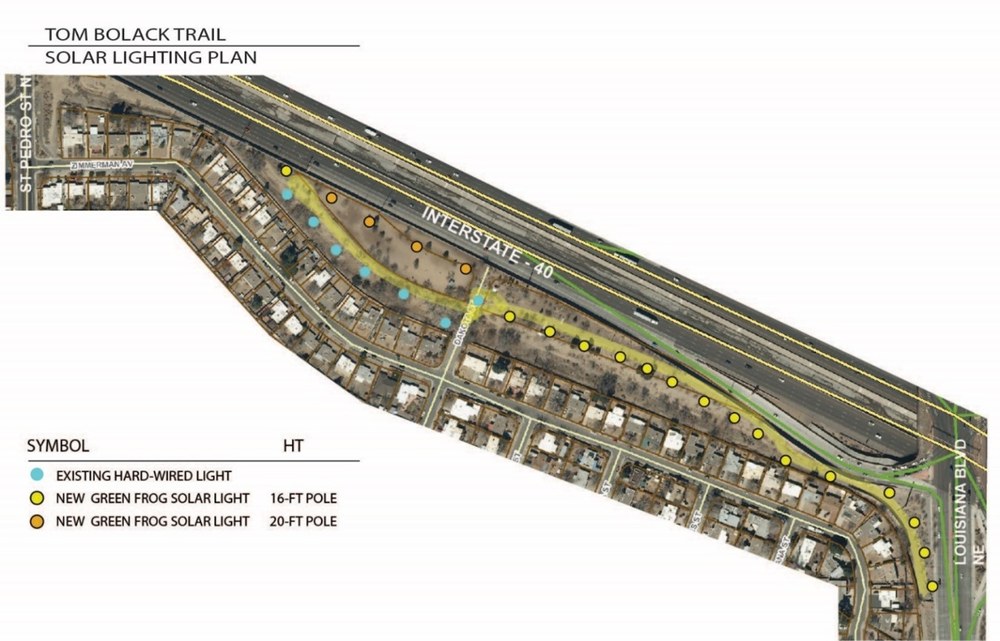 Design plans for solar lighting and paving to the Tom Bolack Urban Forest Trail