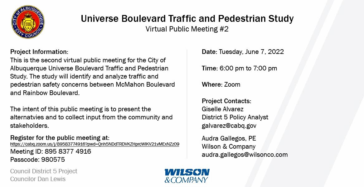 Universe Blvd Traffic Study Public Meeting 2