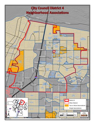 caption:D4 Boundaries with Neighborhood Associations current as of January 2014. 