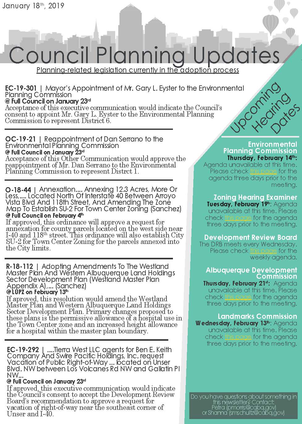 City Council Planning Newsletter — City of Albuquerque