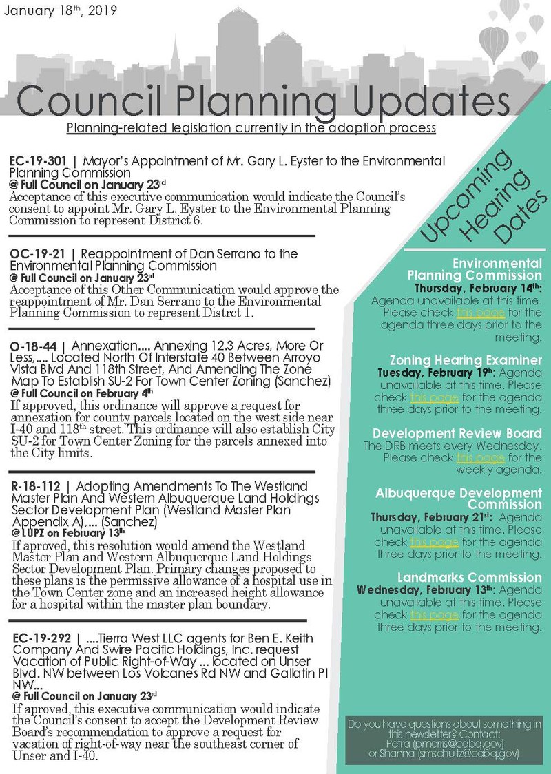 City Council Planning Newsletter