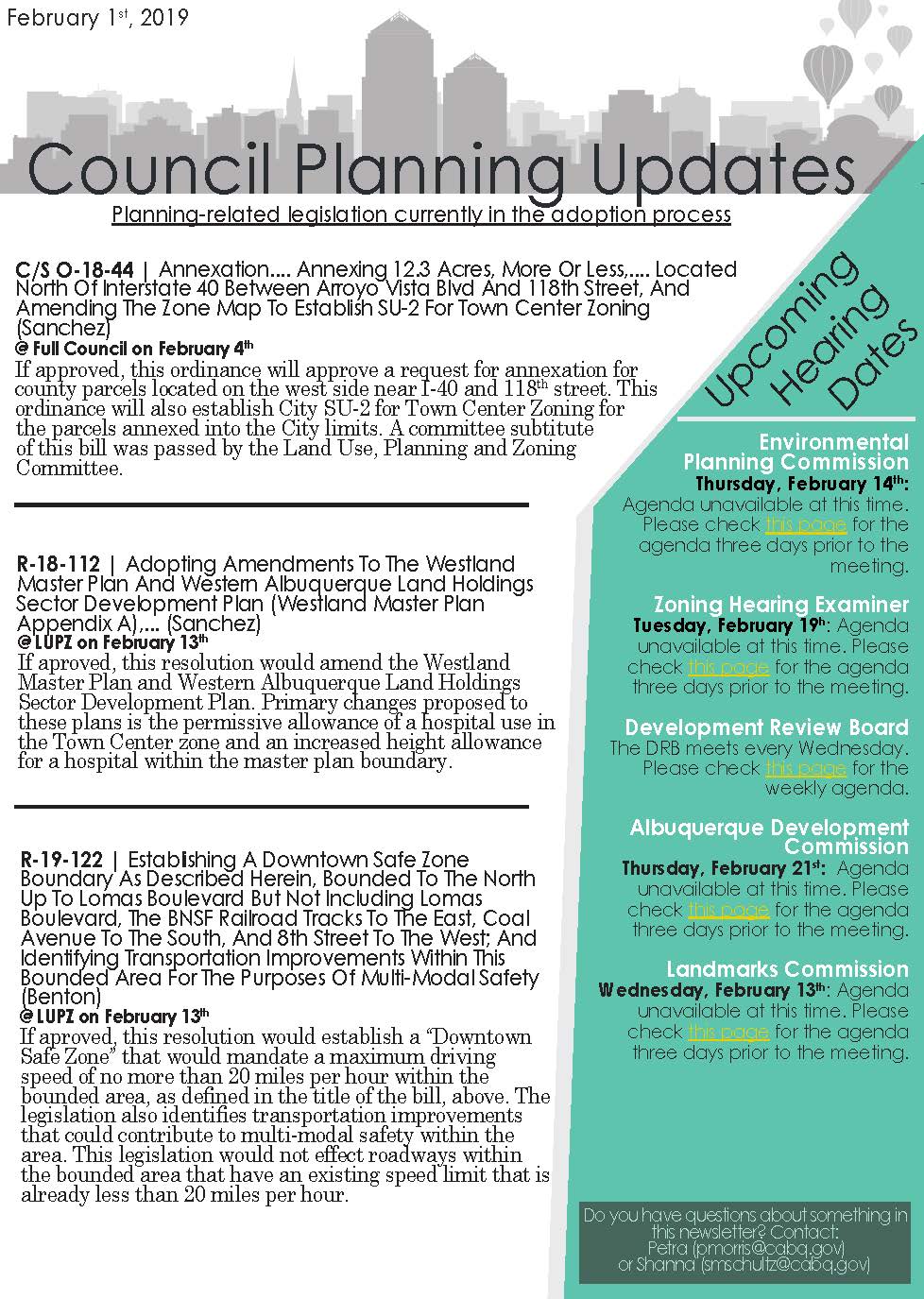City Council Planning Newsletter — City of Albuquerque
