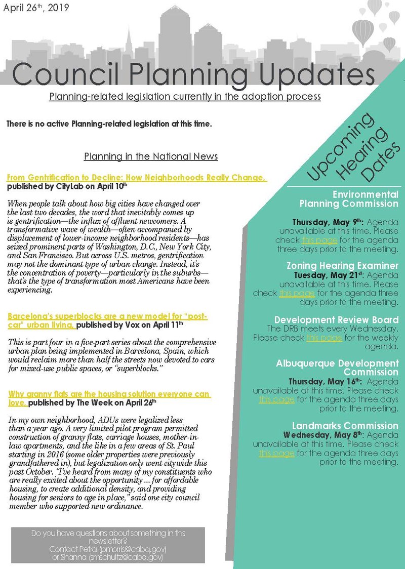 City Council Planning Newsletter City Council Planning Newsletter