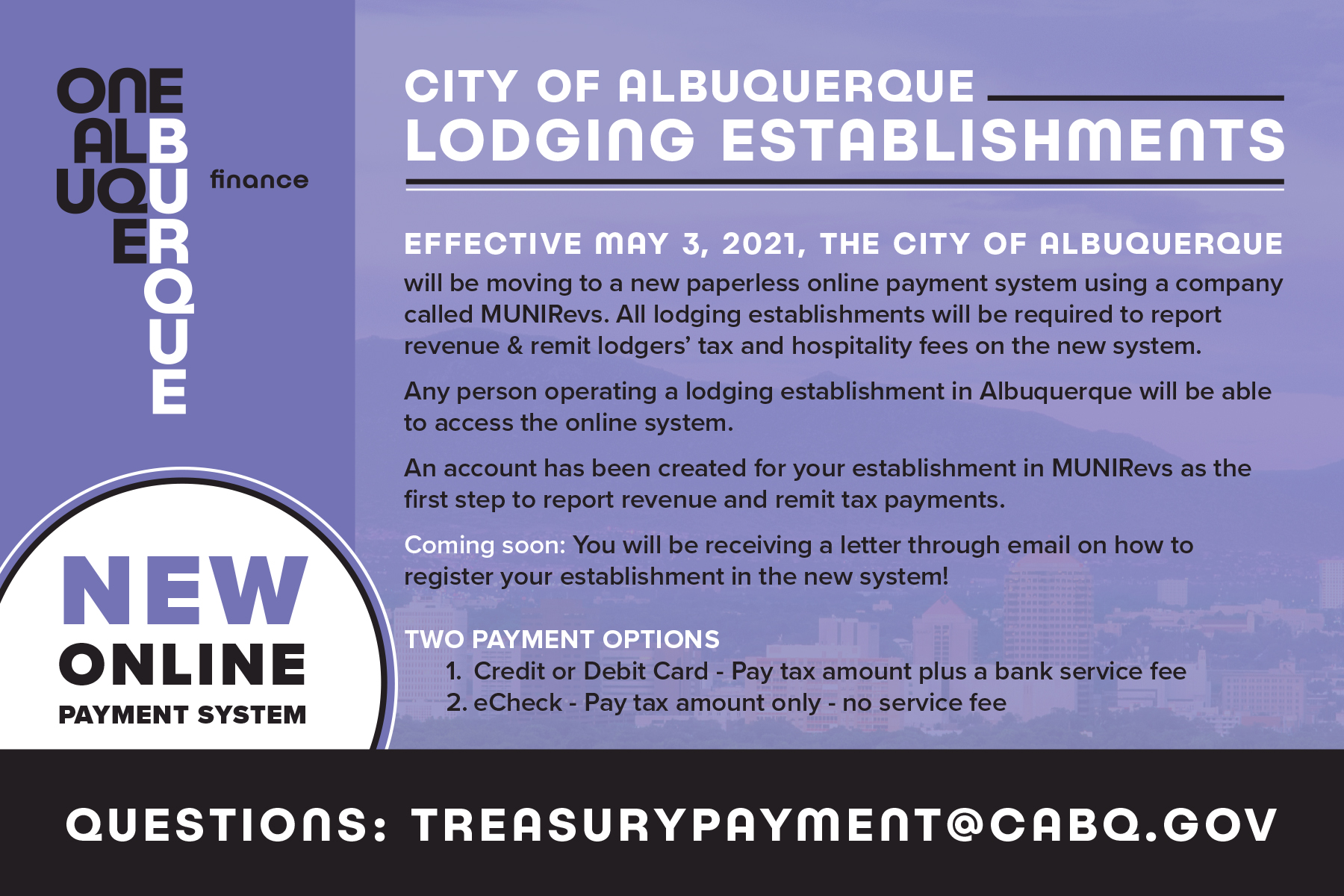 Lodging Payment Postcard