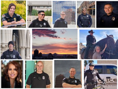 A collage of images of the officers and staff of the Downtown Public Safety District Team