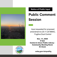 Notice of Public Input - Public Comment Session