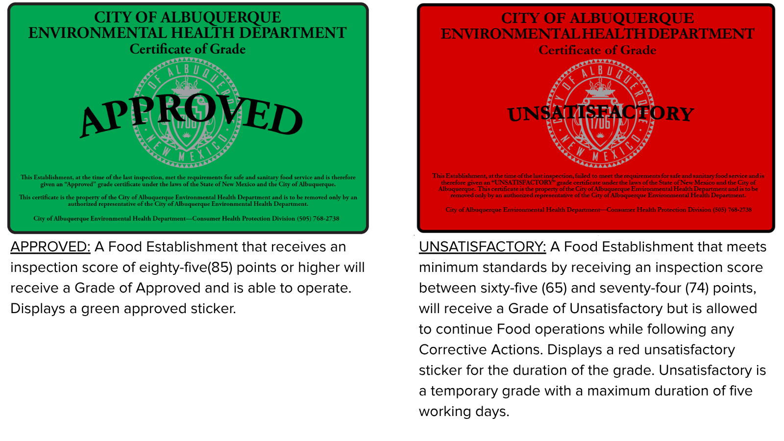 Red or Green Food Inspection Stickers