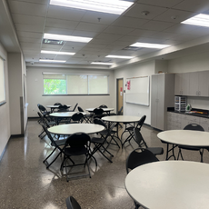 Picture of multipurpose room with tile and round tables