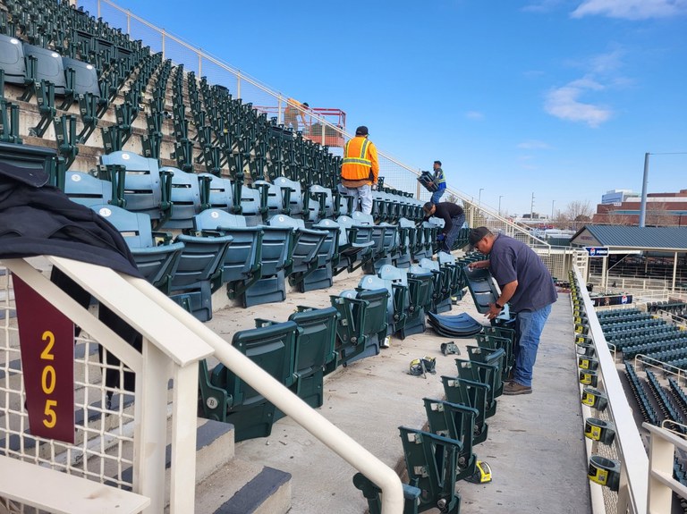 Isotopes bleachers with people