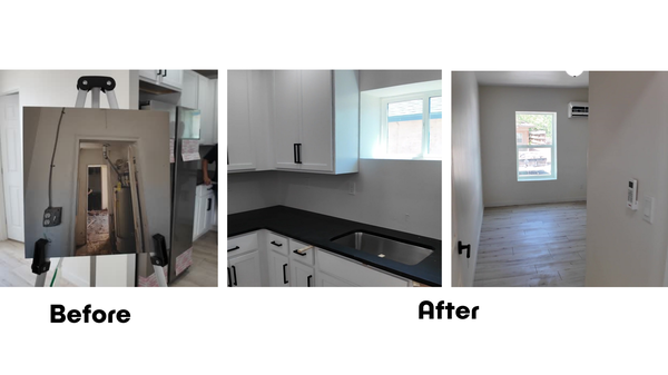 Photo showing before and after of home rehab