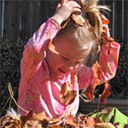 Playing in leaves