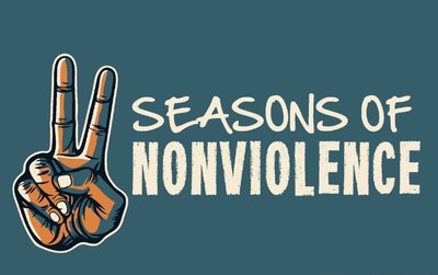 Summer of Nonviolence Logo with a hand giving a peace symbol.